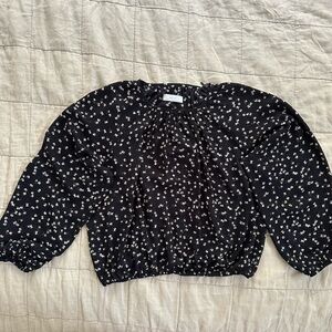 Oak + Fort Floral Puff-Sleeve Blouse